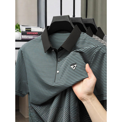 夏季男士短袖polo衫冰丝新款中年休闲宽松有领半袖薄款T恤男_281