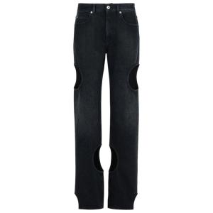 Off-White女款黑色牛仔裤五口袋设计时尚圆孔装饰舒适透气