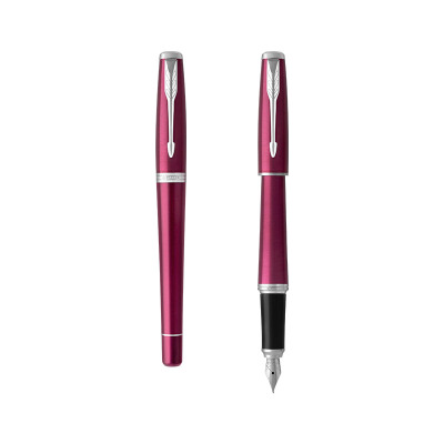 派克PARKER钢笔都市粉红白夹墨水笔学生商务办公文具用品可吸墨可替换墨囊0.5mm金属不锈钢F笔尖都市粉红白夹墨水笔