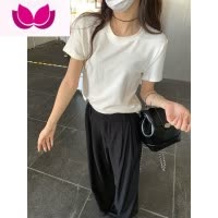 七斓 软糯纯色基础短袖2023新款简约圆领内搭打底弹力T恤女