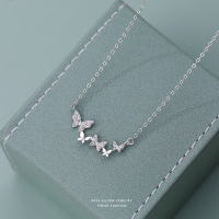 甜酷辣妹小众镶钻蝴蝶项链女s925纯银韩版百搭时尚锁骨链高级感送女朋友老婆情人节七夕生日礼物