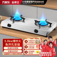 万家乐燃气灶具 5.0kW大火力液化气灶 不锈钢台灶煤气灶双灶具 家用台式燃气灶具JZY-ITB91液化气