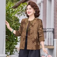 妈妈装中老年衣服40+气质中年装长袖春秋外套女春装女士休闲衣服