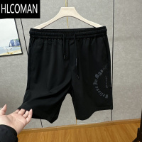 HLCOMAN速干 宽松弹力 亲肤有型 休闲运动中裤 男夏松紧腰黑五分短裤