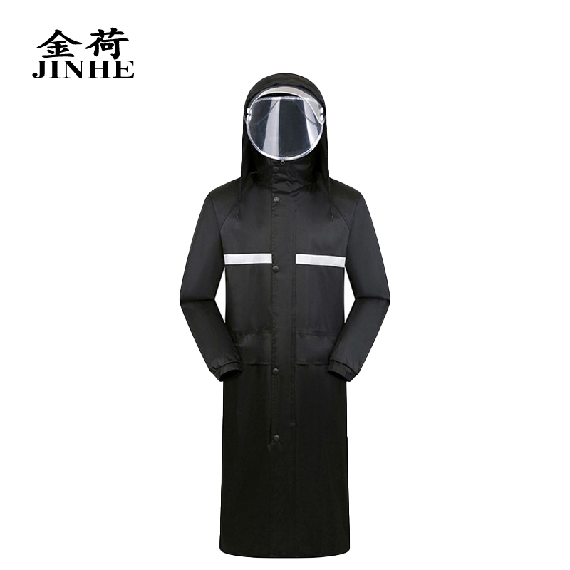 金荷 雨衣 长款雨衣 连体雨衣 骑车雨衣 春亚纺长款雨衣 黑色 XL