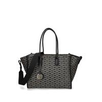 Emporio Armani女包黑色拼色提花logo立体剪裁可拆卸肩带手提单肩包