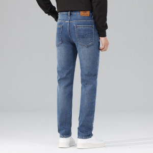 常规加绒男士加绒牛仔裤秋冬季新款修身弹力直筒商务大码男装