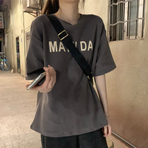 夏季韩国女装新款字母短袖T恤女宽松学生打底衫上衣服装