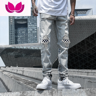 七斓破洞牛仔裤男款直筒设计感欧美高街vibe潮牌美式秋季ins拉链裤子