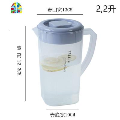 胶水壶 塑料 家用 透明用套装茶壶扎壶果汁壶凉水壶耐热高温装水 FENGHOU 灰色2.2升单壶(双出水口)