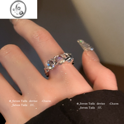 JiMi月清浔~月光石两件套不规则戒指女小众设计高级感甜酷ins风开口戒