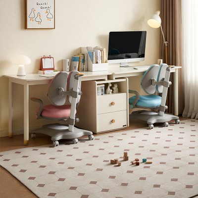 全友家居收纳储物柜一体儿童学习桌青少年可伸缩双人书桌