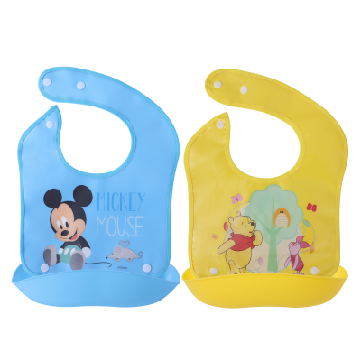 迪士尼(Disney)婴儿可拆卸防水围兜宝宝口水饭兜仿硅胶立体儿童吃饭围嘴