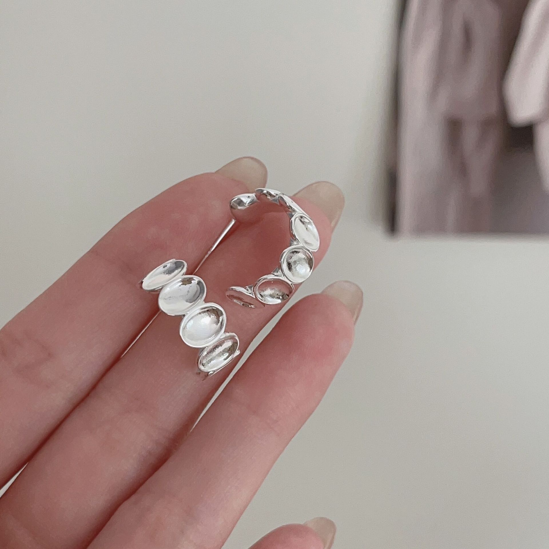 通体S925纯银椭圆耳环小众设计耳钉简约气质高级时髦耳饰直播货源送女朋友老婆情人节七夕生日礼物