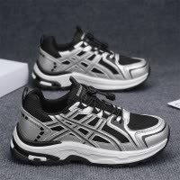 新款时尚简约轻便秋季皮革网面透气运动休闲篮球鞋跑步男款休闲鞋