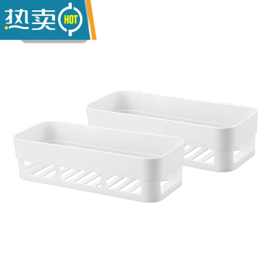 敬平浴室置物架免打孔壁挂式厕所洗手间洗漱台用品三角架卫生间收纳架 白色(2个装)