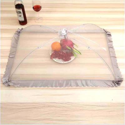 敬平(JING PING)加密菜罩家用折叠长方形餐桌罩盖剩菜防蚊防苍蝇食物罩大号网纱罩 银灰色大号长方形(73*48饭罩