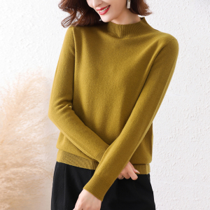 半高领羊绒衫女纯色毛衣女100纯羊毛2024春秋季新款针织打底衫女士毛衣洋气保暖上衣服全羊毛羊绒衫女大码显瘦毛衣女套头