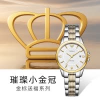 天王表金标送福18K金皇冠logo女表商务休闲钢带女士石英手表3731