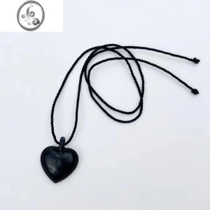 JiMi黑绳项链长款fever同款皮质爱心麻绳黑桃心吊坠时髦可调节可爱夏 黑色爱心项链