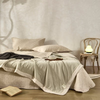 汉司家纺 HANSI-78 棉麻撞色款夏被 150*200cm (计价单位:条)绿色+本色