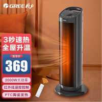 格力(GREE)取暖器暖风机迷你家用小巧电暖器电暖风热风机卧室遥控小型加热器 全黑 NTFH-S6120B