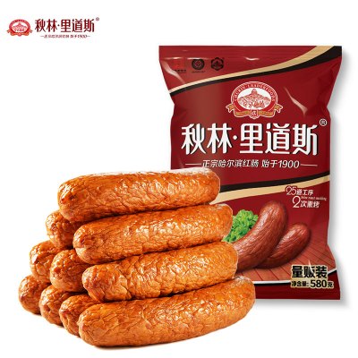 秋林·里道斯正宗哈尔滨红肠东北特产风味零食小吃熟食580g中华老字号红肠香肠猪肉类牛肉类熏烤蒜香580g