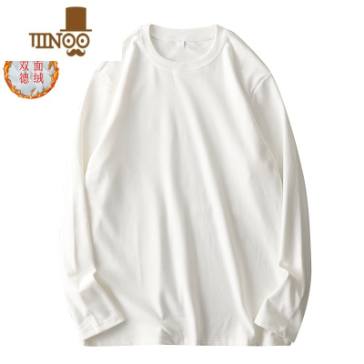 YANXU双面德绒打底衫男士2022新款加绒加厚宽松内搭长袖t恤上衣服