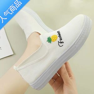 SUNTEK老北京布鞋女一脚蹬懒人平底帆布2022年新款春季薄款鞋子透气软底