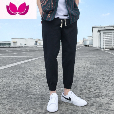 七斓裤子ins休闲裤男薄款夏季长裤九分裤韩版潮流百搭运动裤束脚