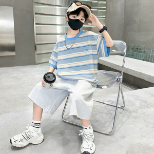 痞帅男童套装夏季薄款2026新款儿童夏装短袖运动服大童夏款衣服潮