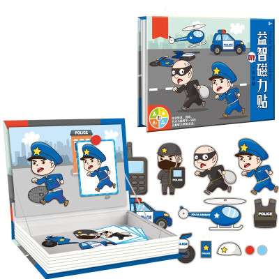 拼图儿童玩具吸磁力性贴铁石幼儿园男孩汽车教拼拼乐交通工具人名警察