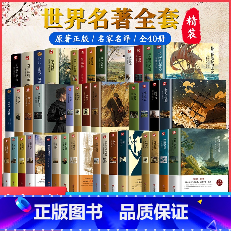 [全40册精装完整版]世界名著大全套 [正版]地心游记 儒勒凡尔纳原著 精装硬壳科幻小说名家名译青少年版 世界经典文学名