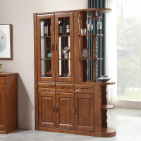 青木川 实木酒柜鞋柜一体靠墙客厅餐厅家用进门口入户玄关柜隔断柜门厅柜大户型两面带抽屉装饰柜间厅柜 简约现代中式