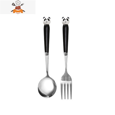 刀叉勺三件套儿童叉子勺子家用可爱牛排刀叉盘子套装网红西餐餐具 敬平 叉勺(熊猫)