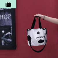 Dt原创ins学生日系迷你包袋ulzzang少女心软妹帆布单肩斜挎包小包NEW LAKE 可爱奶牛女士单肩包