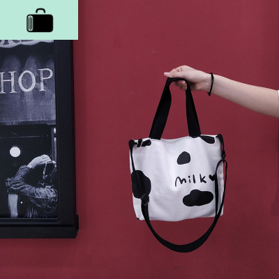 Dt原创ins学生日系迷你包袋ulzzang少女心软妹帆布单肩斜挎包小包NEW LAKE 可爱奶牛女士单肩包