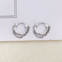 s925银针链条耳圈流苏耳环女甜酷个性耳钉耳坠ins小众冷淡风耳饰送女朋友老婆情人节七夕生日礼物