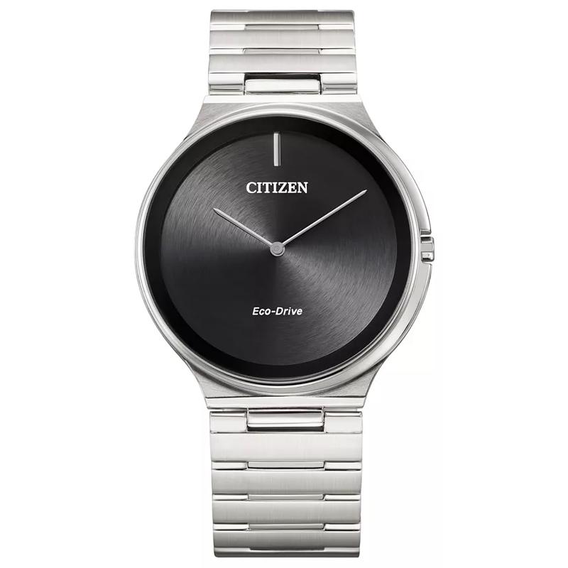 西铁城(CITIZEN)光动能石英表女款不锈钢腕表39mm黑面白盘防水商务休闲手表