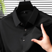 春秋新款无痕男士翻领长袖衬衫高品质商务时尚休闲衬衣