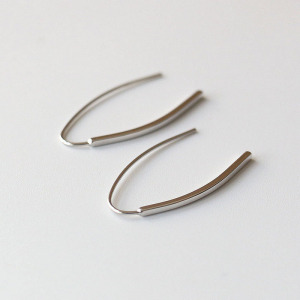 极简冷淡风几何耳饰S925纯银耳钩休闲气质款潮流饰品修饰脸型女韩送女朋友老婆情人节七夕生日礼物 银色一对