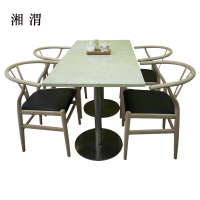湘渭简易长方形餐桌大理石面陶瓷奶茶店桌1200*600*750