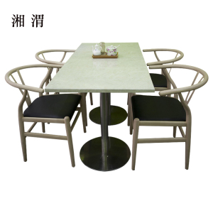 湘渭简易长方形餐桌大理石面陶瓷奶茶店桌1200*600*750