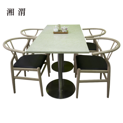 湘渭简易长方形餐桌大理石面陶瓷奶茶店桌1200*600*750