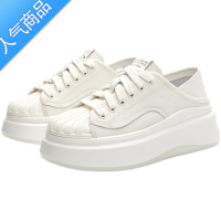 SUNTEK小个子增高厚底防滑两穿踩跟小白鞋贝壳头2023春季新款休闲鞋女鞋