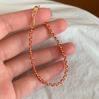 纯银金色圆珠红绳手链女编织绳手饰2025蛇年本命年红手绳礼物送女朋友老婆情人节七夕生日礼物