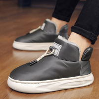 亲子鞋冬季雪地靴时尚保暖棉鞋情侣款加绒加厚舒适套脚男鞋子