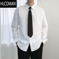 HLCOMAN送领带]白色长袖衬衫男宽松纯色寸衫男生DK制服短袖毕业上班衬衣