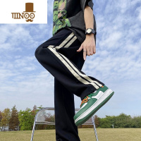 YANXU男士2023阔腿休闲裤学生侧边条纹卫裤男潮牌宽松直筒美式裤子