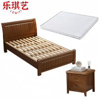 乐琪艺 实木床单人床 200*90*96cm 含床垫床头柜 套